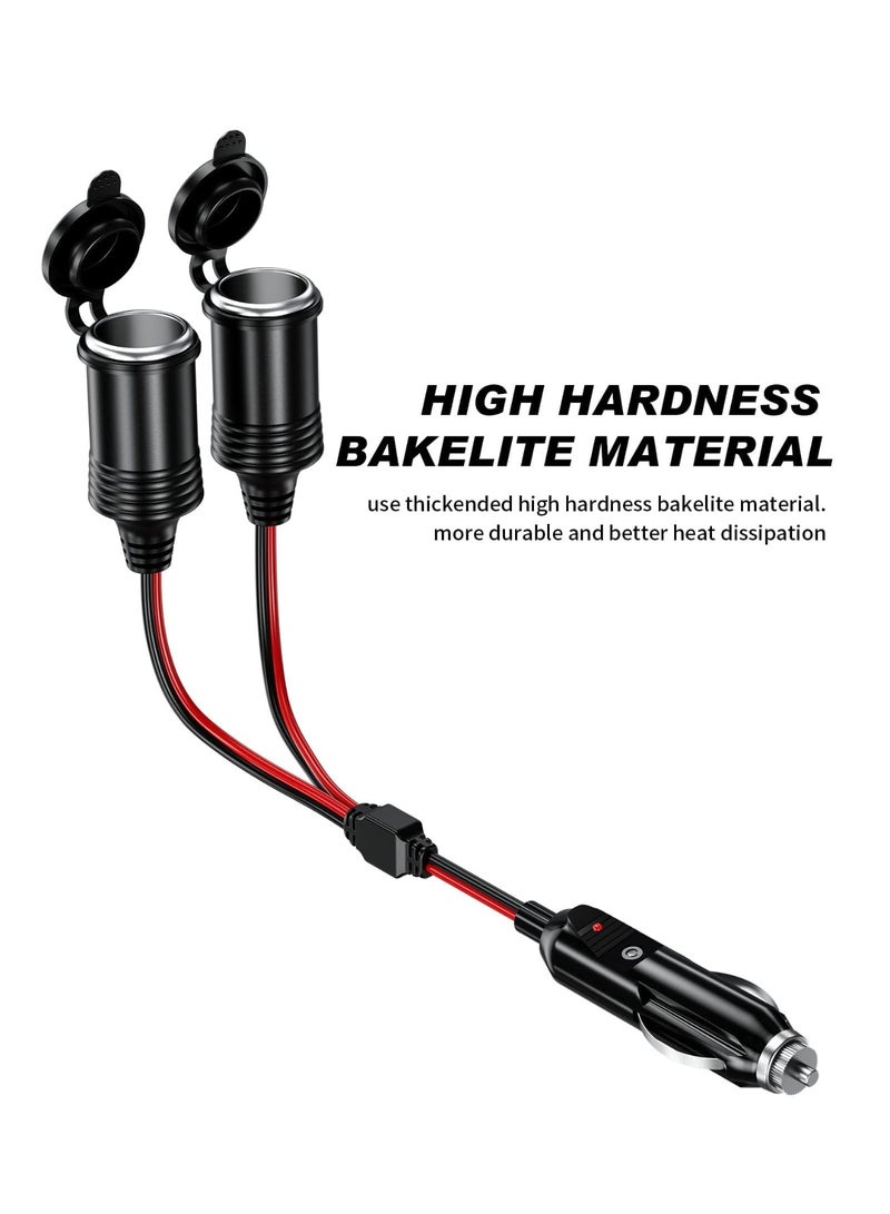 fantasize 1 to 2 Car Cigarette Lighter Splitter Adapter, 2 Way Cigarette Lighter Extension Cord, 12v 24v Plug Socket Power Charger Adapter, Male Plug to Female Socket Extension Cable - Image 3